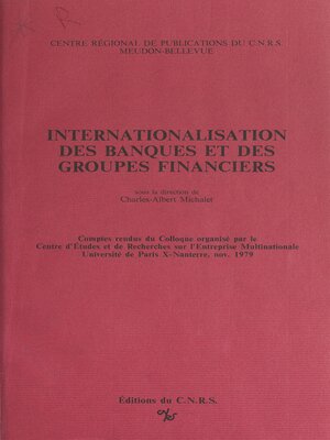 cover image of Internationalisation des banques et des groupes financiers